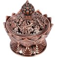thumbnail image 3 of Quemador de incienso de reflujo vintage, soporte de incienso de loto, cenicero de incensario de carbón, soporte de quemador de incienso de bronce vintage, quemador de incienso de carbón (bronce rojo), 3 of 5