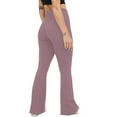 thumbnail image 2 of YYDGH Women's Yogo Pants with Pockets V Crossover High Waisted Flare Leggings Bell Bottom Workout Pants Purple S, 2 of 5