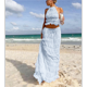 thumbnail image 4 of Conjunto de Dos Piezas de Falda Larga para Mujer, con Cuello Halter, Espalda Descubierta y Falda Larga para Salir en la Playa. Conjunto de Dos Piezas. Azul M, 4 of 7