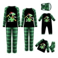thumbnail image 1 of Pijamas familiares navideños a juego, camiseta de manga larga con estampado de dinosaurios de dibujos animados y pantalones a cuadros. Ropa de dormir y estar por casa., 1 of 8