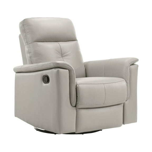 Lexicon Bristow Leather Match Swivel Glider Reclining Chair in Silver