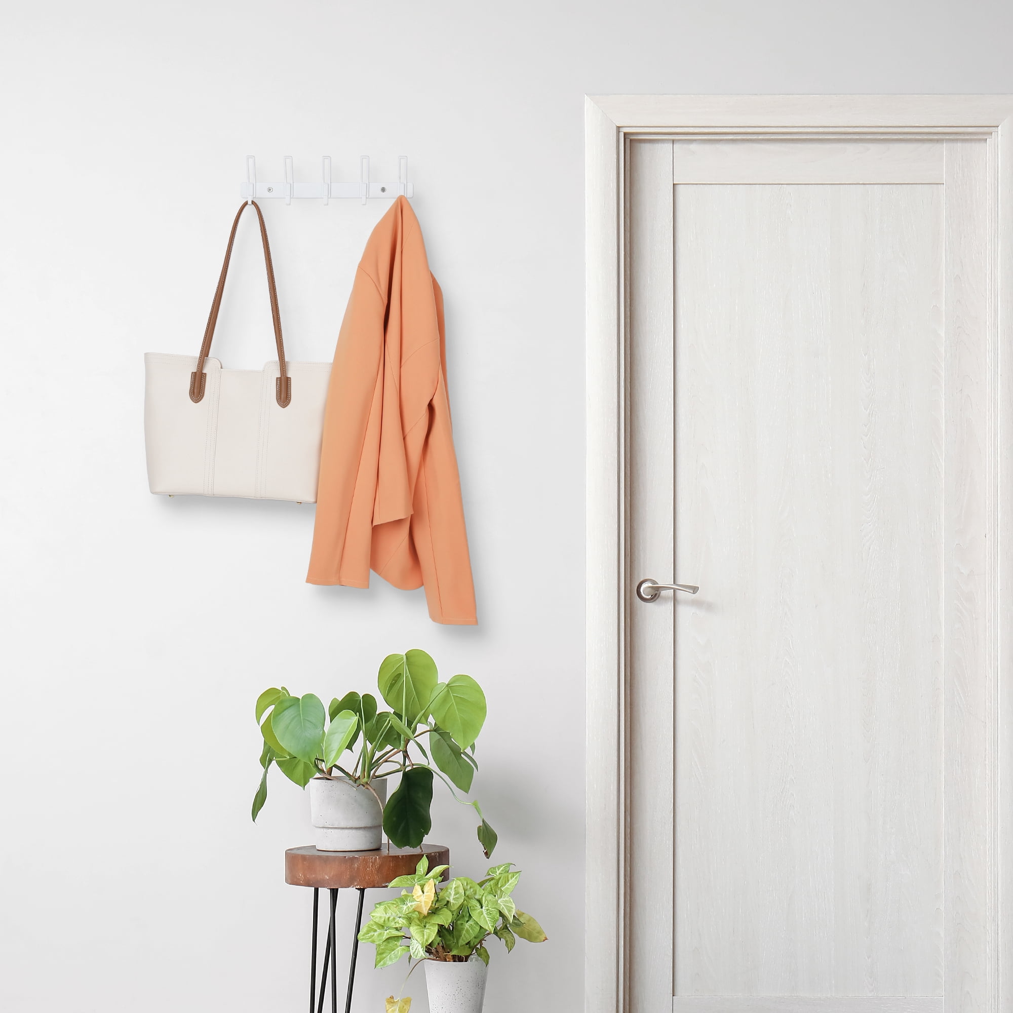 Unique Bargains Wall Mount Coat Rack Hook for Bathroom and Bedroom Organization White 5