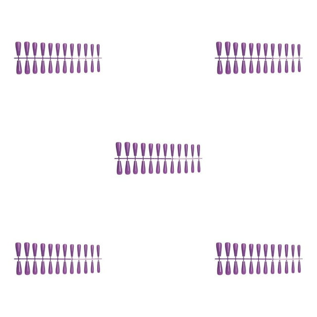 Justharion Coffin Nail Set Glossy Classic French Style Scratch Resistant Artificial Press-on Fingernails Manicure Stickers Type 10 5Set
