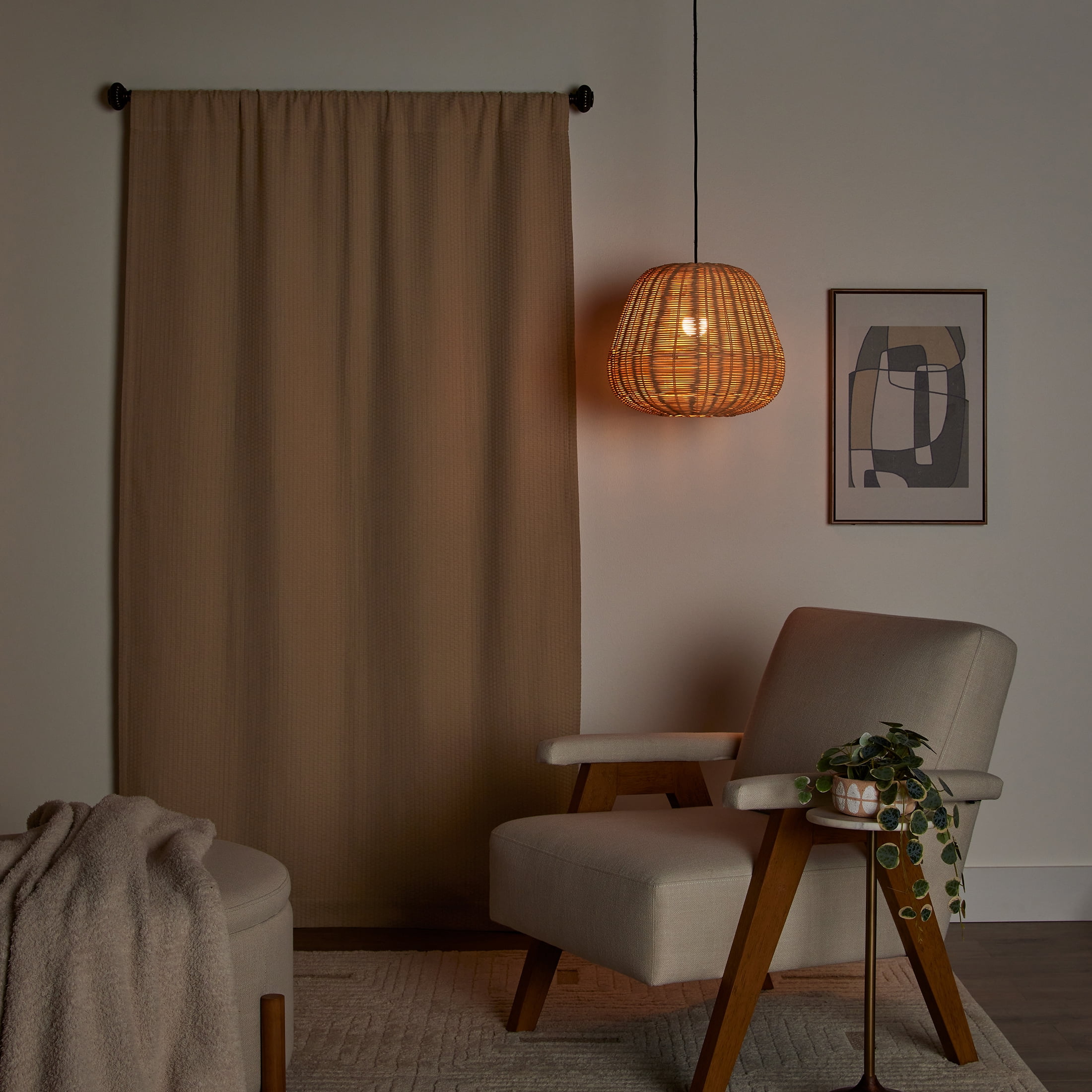 Better Homes & Gardens Micro Geo Blackout Woven Ladder Single Curtain Panel, 1-Piece, Brownstone, 50" W x 84" L