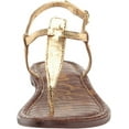thumbnail image 2 of Sam Edelman Gigi Amber Gold Embossed Open Toe Ankle Strap Wide Flats Sandals (Amber Gold, 9.5), 2 of 6
