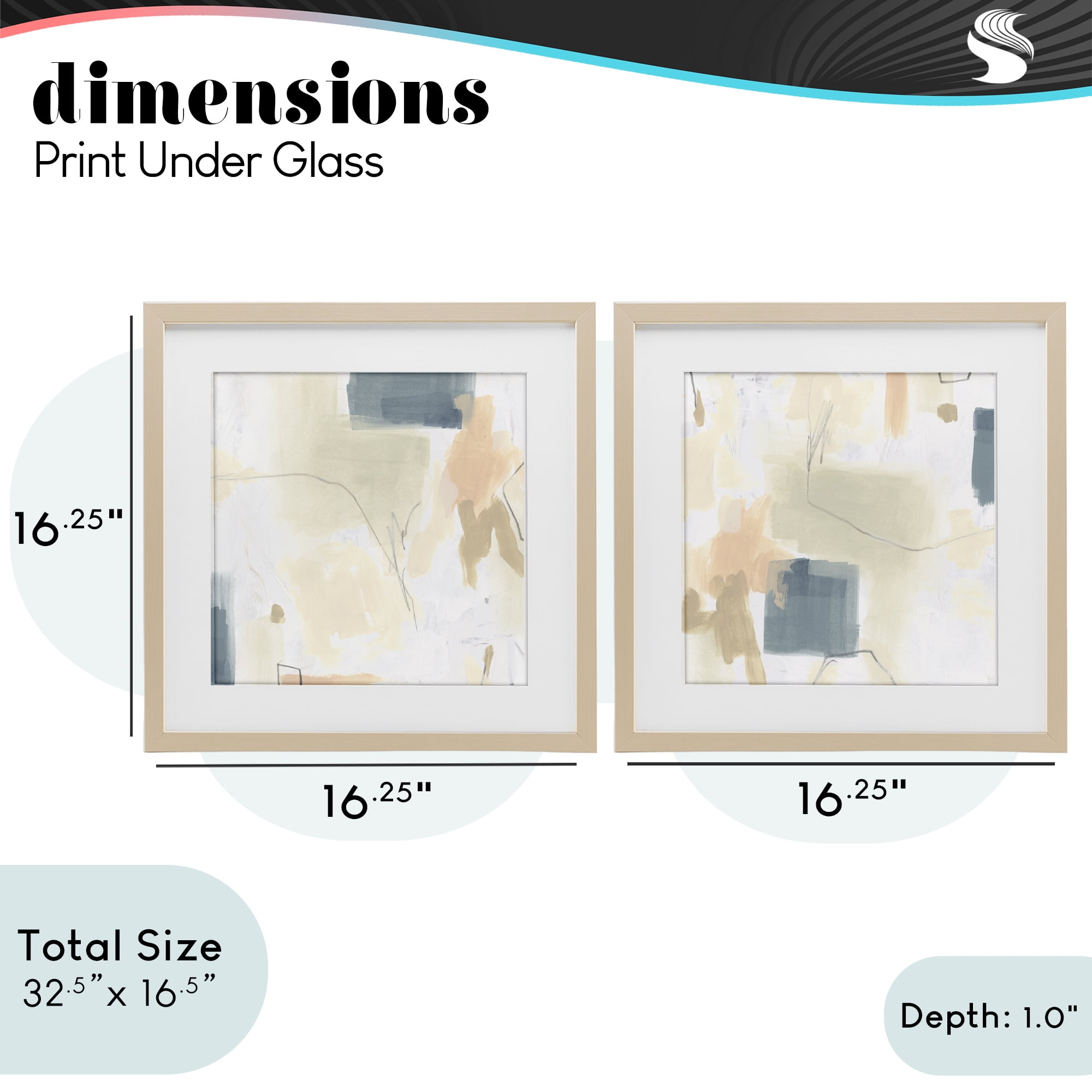 Stupell Industries Muted Plaster Line 2 Piece Birch Framed Print Under Glass Set, design by June Erica Vess