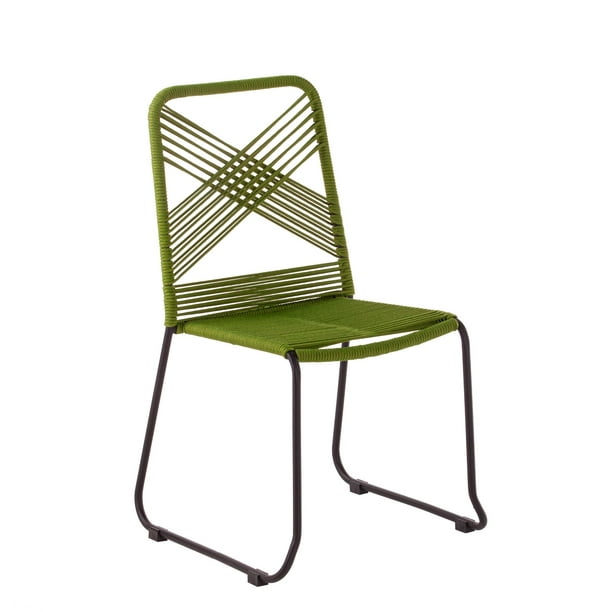 Southern Enterprises 2Pc Green And Black Contemporary Outdoor Rope Chairs 34.75 - Green/Black - 34.75 Inches