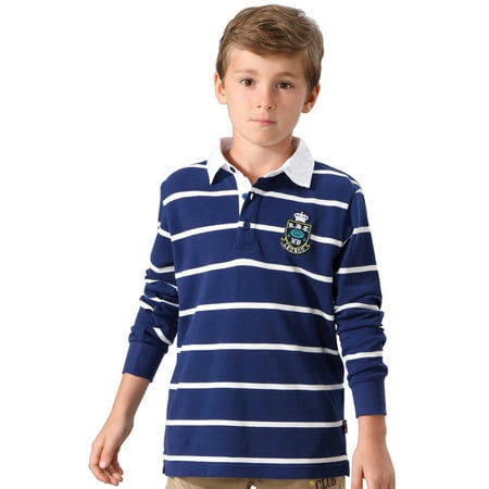 Leo&Lily Little Boys' Casual Dressing Yarns Dyed Striped Rugby Polo (Best Casual Dressing For Man)