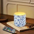 thumbnail image 3 of Kuiaobaty Flameless Votive Candles Flower Leaf Blue Pattern 4 Pcs LED Pillar Candle Tealights Long Lasting with Remote Timer for Indoor Outdoor Coastal Home Decoration, 3 of 7