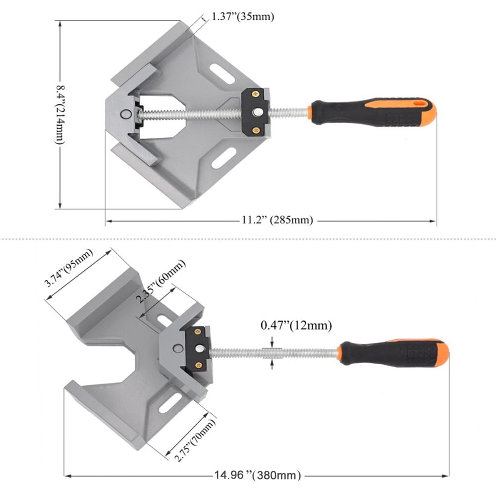 LEJOSTOL 2 Pack Right Angle Clamp - 90 Degree Clamps for Woodworking, Single Handle Aluminum Alloy Corner Clamp with Adjustable Swing Jaw