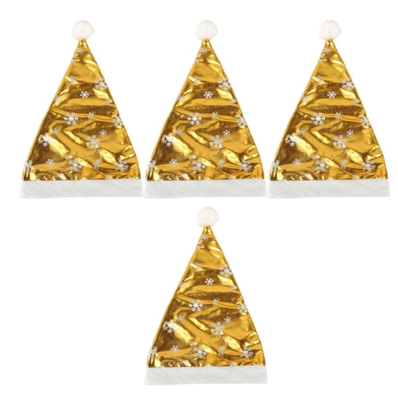 HOMEMAXS  4 PCS Glitter Santa Hat for Adults Indoor Christmas Hats Child Golden
