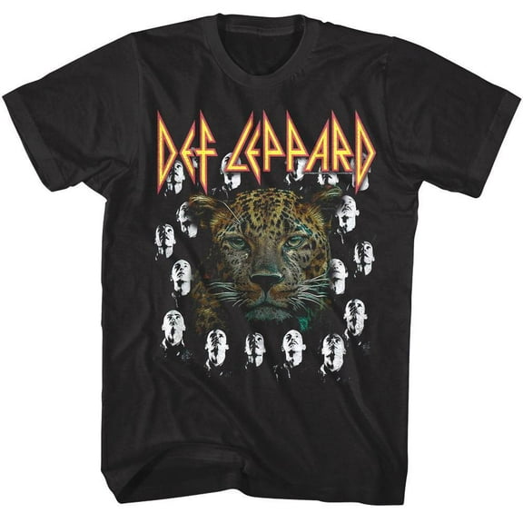 Def Leppard High n Dry Leopard Men's T Shirt (Black, Big&TallLT)