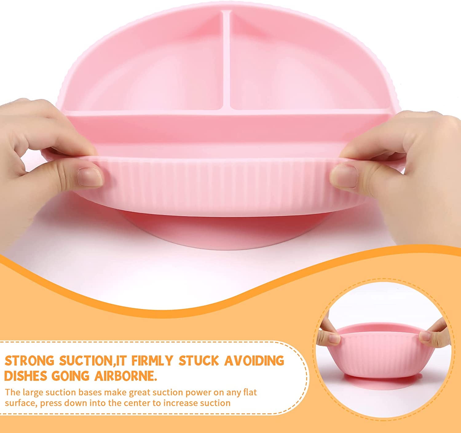 Lilow Baby Led Weaning Supplies - 6pcs - Silicone Feeding Set - Light Pink