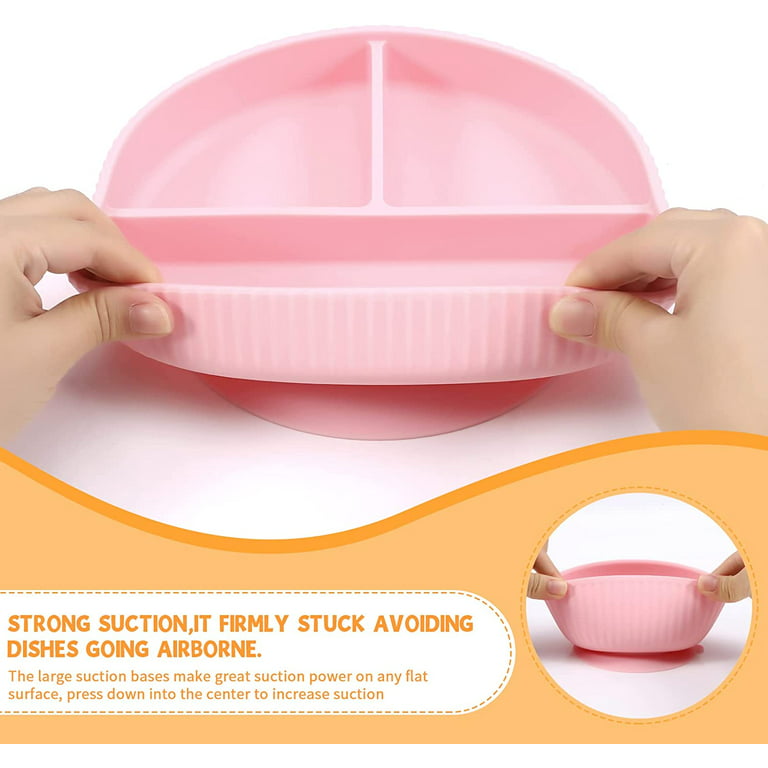 24 Pack Silicone Baby Feeding Set Baby Led Weaning Supplies Includes  Suction Divided Plates Soft Bowl Spoons Forks Adjustable Bib Snack Cup and  Straws
