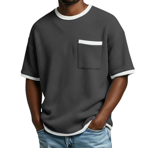 Camiseta Casual de Manga Corta con Cuello Tripulado 100% Fibra de Poliéster, Lavable en Máquina, Versátil para el Uso Diario
