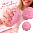thumbnail image 2 of Pineapple Bun Crunchy Squishy Toy, Pink Grid Style Stress Ball with Hanging Loop, Slow Rising Fidget Toy, Stress Relief Sensory Toy for Kids Adults, Party Favor Gift, 2 of 5