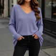 thumbnail image 6 of Bnwani Plus Size Long Sleeve Blouses for Women Waffle Pattern Loose Shirts Long Sleeve V-Neck Pullover Tops Elegant Purple S, 6 of 9