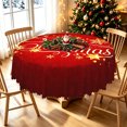 thumbnail image 2 of Duangreer Retro Red Christmas Tablecloth 60''Round, Golden Snowflake Star Print Waterproof Wrinkle Resistant, Table Cover for Family Party Dining, Indoor and Outdoor, 2 of 6