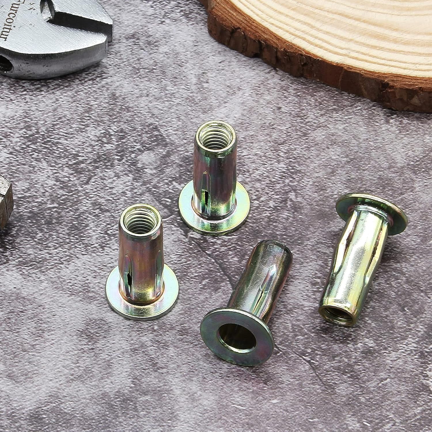 25Pcs Steel Multi Grip Rivet Nuts Pre Bulbed Shank Zinc-Plated Flat Head Threaded Insert Nut Construction Fasteners for Industrial (5/16-18)