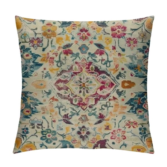 Creowell Boho Pillow Covers , Vintage Carpet Moroccan Decor Summer Spring Throw Pillows Ethnic Design Decorations Outdoor Pillowcase Bohemian Farmhouse Cushion Case for Sofa