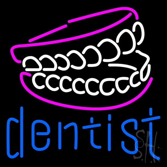 Dentist Tooth Logo LED Neon Sign 16 x 16 - inches, Black Square Cut Acrylic Backing, with Dimmer - Bright and Premium built indoor LED Neon Sign for Defence Force.