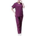 thumbnail image 2 of Hauts et Pantalons de Gommage Col en V Manches Courtes Uniforme Médical Robe Chirurgicale, 2 of 6