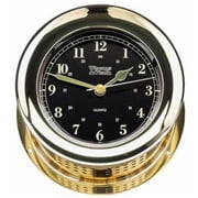 8" Black and Gold Traditional Round Shaped Desk Clock