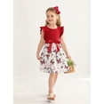 thumbnail image 5 of Toddler Baby Girls Dresses Butterfly Floral Ruffled Princess Seaside Beach Dress Outfits Red 18-24 Months, 5 of 6