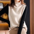 thumbnail image 5 of Chaleco de cachemira para mujer, nuevo chaleco de cuello alto 100 % lana, suéter suelto sin mangas de punto para otoño e invierno para mujer, 5 of 5