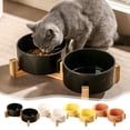 thumbnail image 1 of Comedero cerámico elevado doble para gatos para comida y agua, cuencos elevados inclinados para proteger y prevenir la fatiga de los bigotes, plato alto antideslizante para gatos y perros pequeños, 1 of 7