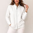 thumbnail image 2 of Dqueduo Women's Casual Zipper Coat Top, Solid Color Long Sleeve Stand Collar Pullover for Daily Wear, Comfortable Polyester Fashion Top, 2 of 6