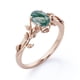thumbnail image 4 of JeenMata Inspirado en la Naturaleza: Ágata Verde Musgo de Color Blanco Lechoso de Forma Ovalada de 1,3 Quilates, Anillo de Compromiso con Engaste de Cuatro Puntas, Baño de Oro Rosa de 18 K sobre Plata, 4 of 5