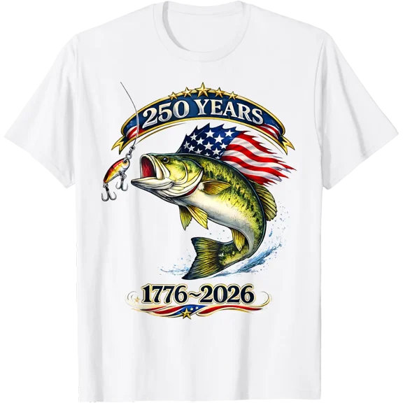 American Bass Fish Flag Heritage Fishing Angler T-Shirt