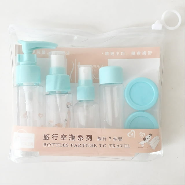 Heliisoer 7-Pack Plastic Empty Travel Bottles 2oz Toiletry Cosmetic Refillable Containers