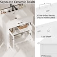 thumbnail image 6 of Euroco 31" Bathroom Vanity with Tempered Glass, Modern Bathroom Cabinet with Rubber Wood legs and Soft close Doors, White, 6 of 9