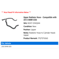 thumbnail image 2 of Upper Radiator Hose - Compatible with 2012 BMW 650i, 2 of 2