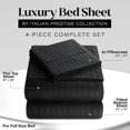 thumbnail image 2 of Striped Bed Sheet Set 1800 Luxury Soft Microfiber Deep Pocket 4-Piece Bedding Set - Wrinkle, Stain, Fade Resistant - Black Full, 2 of 4