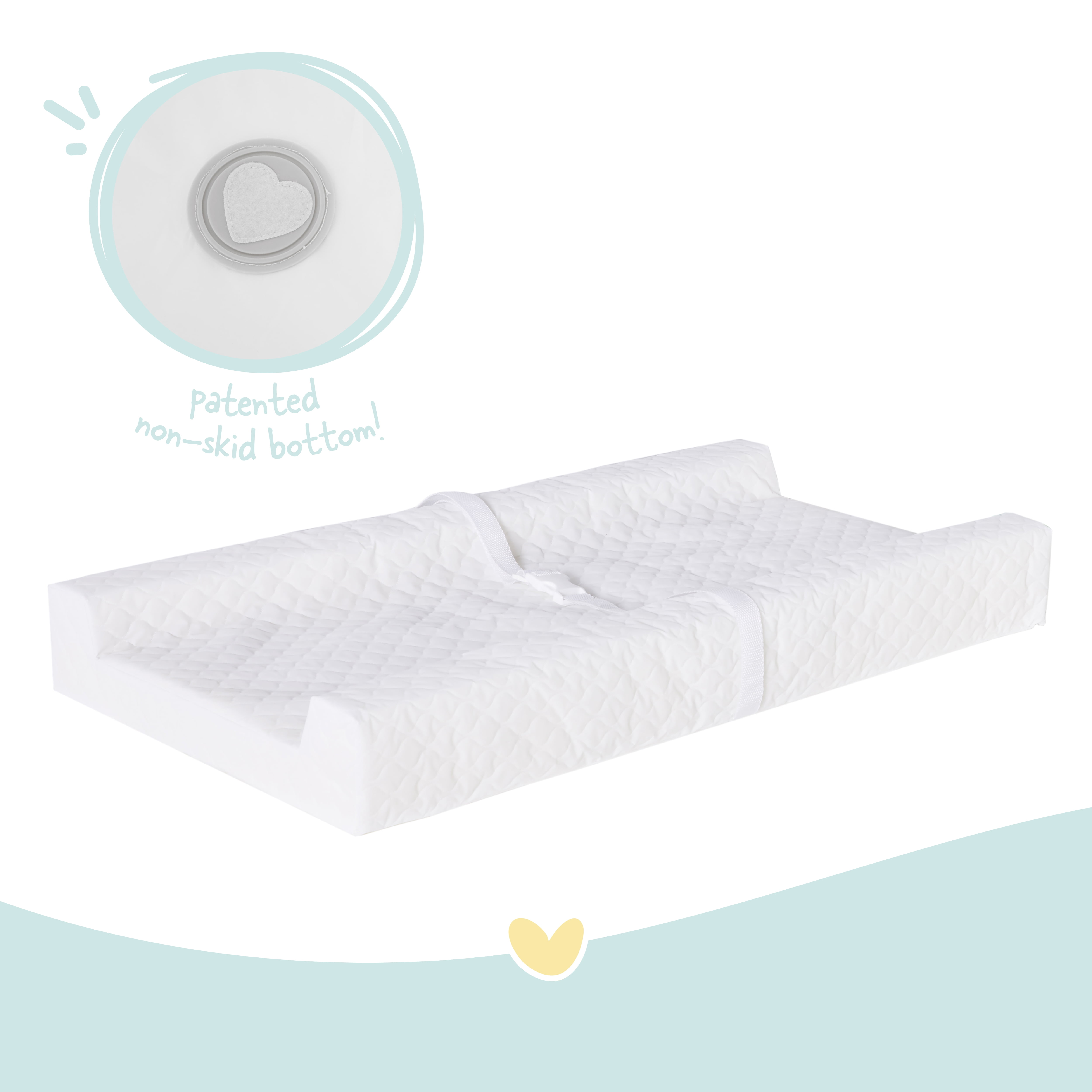 Regalo Baby Basics Infant Foam Changing Pad with Contoured Sides, Water Resistant, Safety Buckle, White