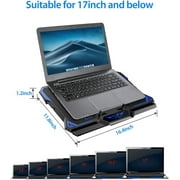 COOLCOLD 15.6-17.3 Laptop Cooling Pad with 6 Quiet Fans 2 USB Port- Laptop Cooler for Notebook Gaming Fan Stable Stand - Portable Ultra Slim Laptop Cooling Pad - Switch Control Fan Speed Function