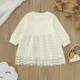 thumbnail image 5 of Sngxgn Girls Long Sleeve Stretchy Dress A line Twirly Skater School Party Dress(White,100), 5 of 5