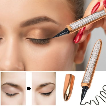 Self-adhesive Eyeliner Glue Pen for Lashes, Liquid Eyeliner Pen Waterproof, 2 in 1 Eye Liner Lash Glue Pen Diamond Bling Liquid Eyeliner No Glue, Non Magnetic, Eye Liner for Eye Makeup Wear
