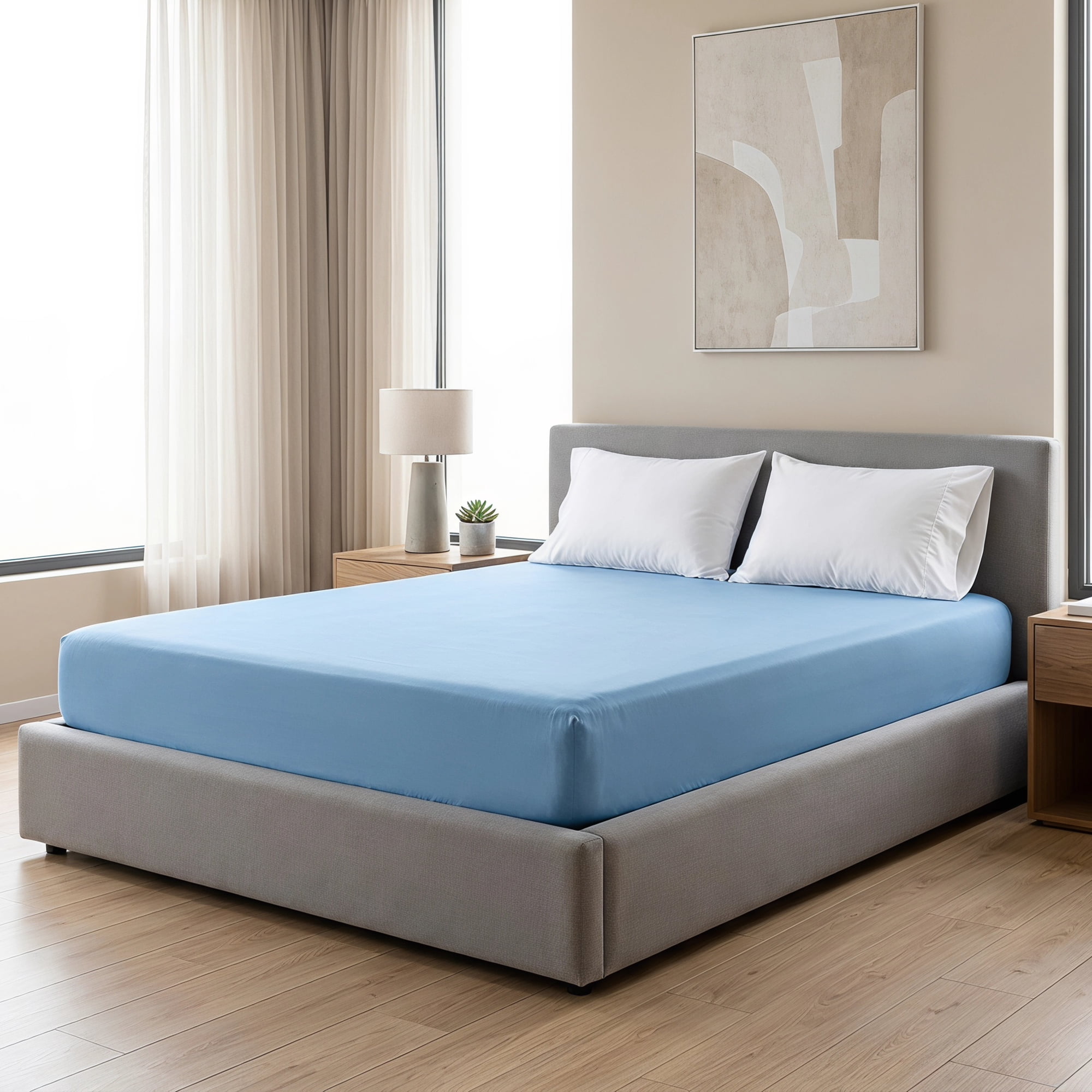 Unique Bargains Microfiber Bed Sheet Cooling for Comfortable Sleep 59.1"x78.7" Light Blue