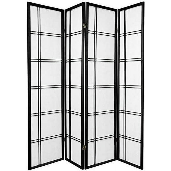 Double Cross Folding Shoji 4 Panel Screen Room Divider