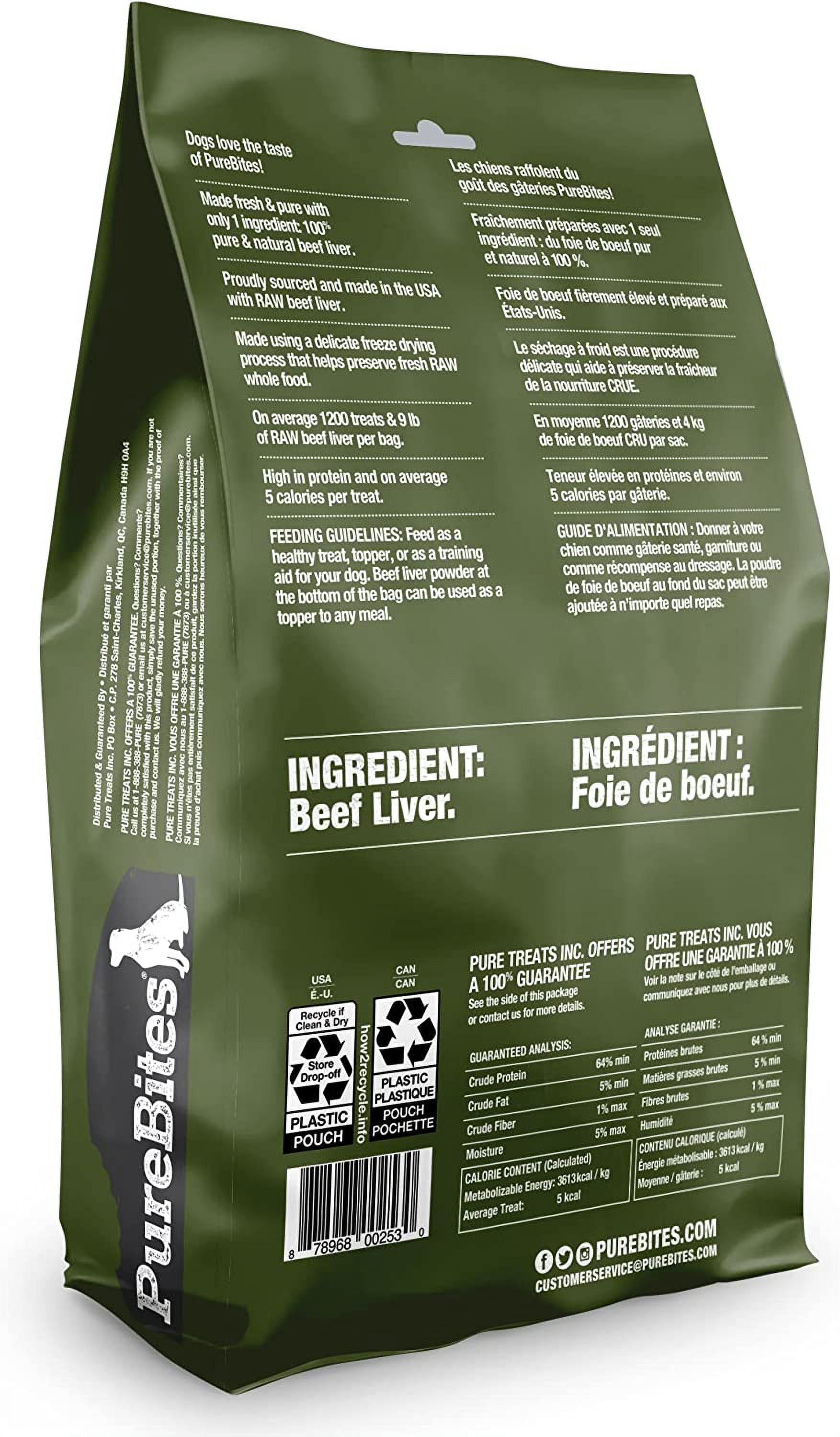 PureBites Freeze Dried Pure Dog Treats Beef Liver, 44 oz