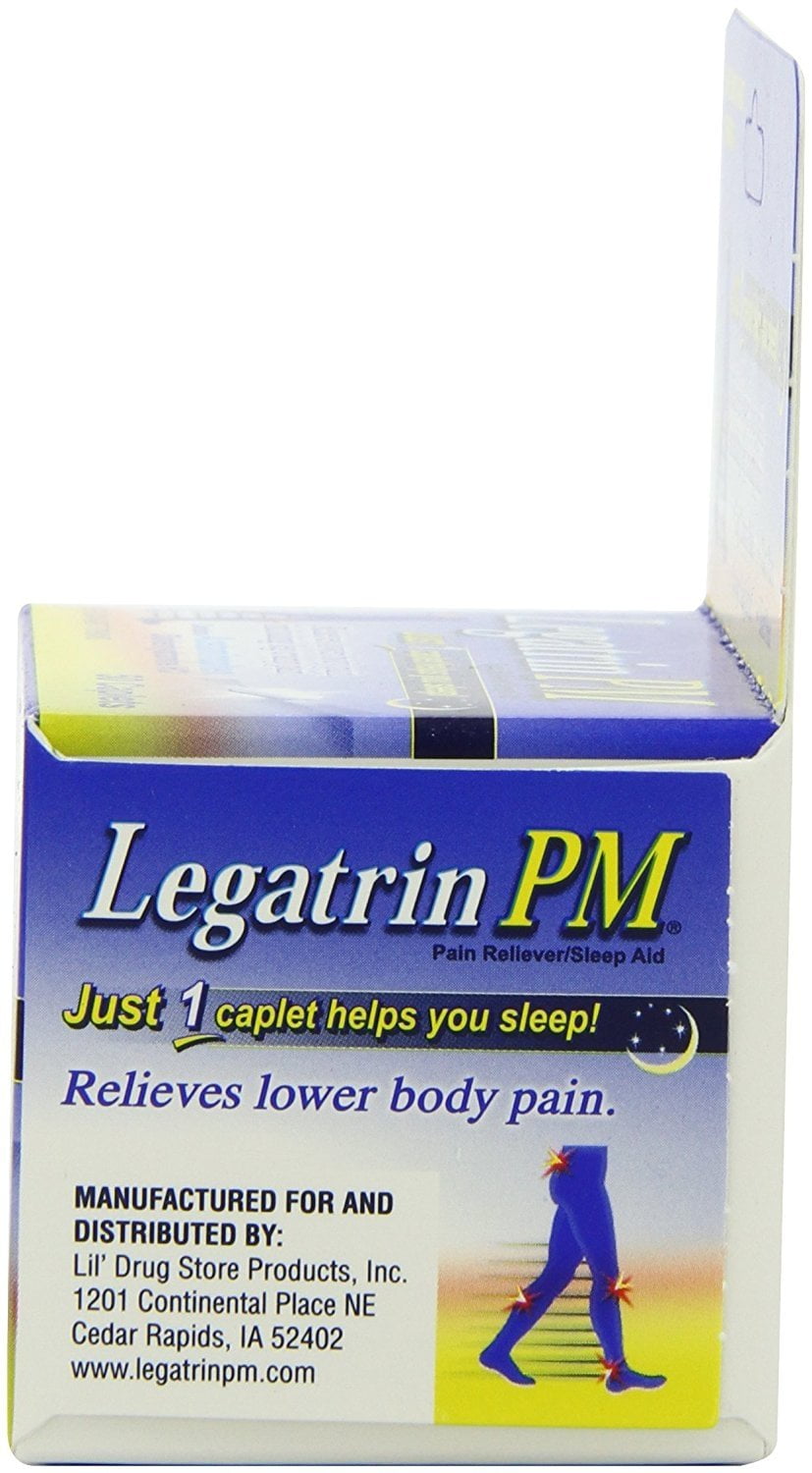 2 Pack Legatrin PM Caplets Advanced Formula Pain Reliever with Sleep Aid 50 Each