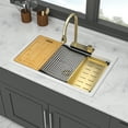thumbnail image 5 of Kitchen Sink Drop In Waterfall Kitchen Sink - 33x22" White Composite Granite Quartz Single Bowl Workstation kitchen sink with Pull-Out Faucet,Stainless Steel Kitchen Sink, 5 of 11