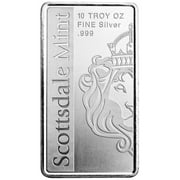 10 oz Silver Bar - Scottsdale Mint Archangel .999 Fine Silver Bullion Bar