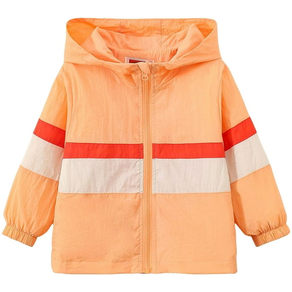 Kogui Toddler Girl Jacket Girls Waterproof Hooded Jacket Lightweight Raincoats for Kids Boys Windbreaker Outdoor Rain Jacket Size 3T 4T (Orange,3-4 Years)