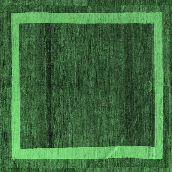 Ahgly Company Indoor Square Abstract Emerald Green Modern Area Rugs, 4' Square