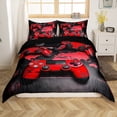 thumbnail image 1 of Erosebridal Housse de Couette Gamepads Rouges, Ensembles de Literie de Jeu Vidéo, Housse de Couette Gamer Vidéo, Décoration de Chambre de Jeu en Microfibre, Réversible, 2 Pcs (Sans Couette), 1 of 7